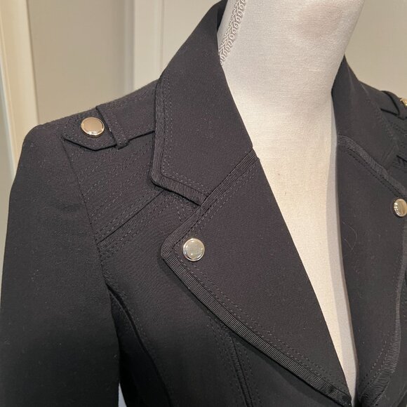 White House Black Market Black Half Zip Front Tailored Blazer/Jacket, Size 2 - Picture 7 of 16
